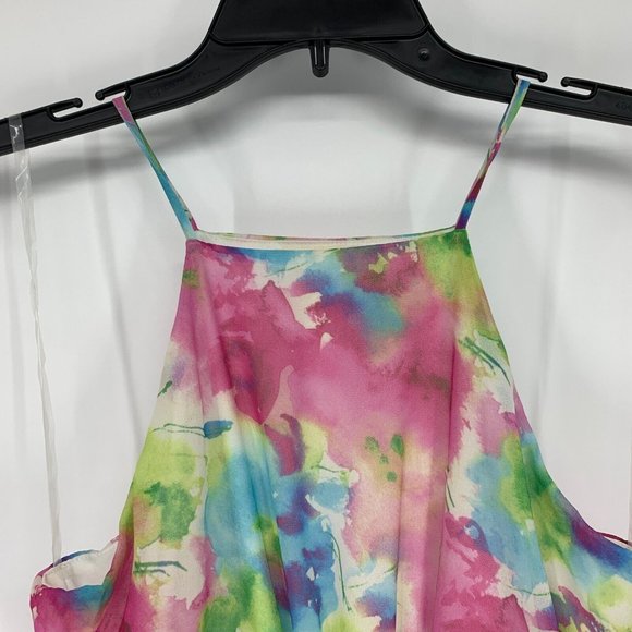 Peach Love California Dress Maxi Watercolor Sleeveless Halter Neck - Picture 3 of 12